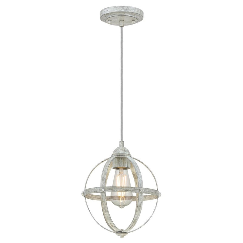 Westinghouse Stella Mira 9in 1-Light Pendant | Vintage Antique Ash Metal | Kitchen Island & Dining Room | 9 x 9 x 10 in | Model 6110700