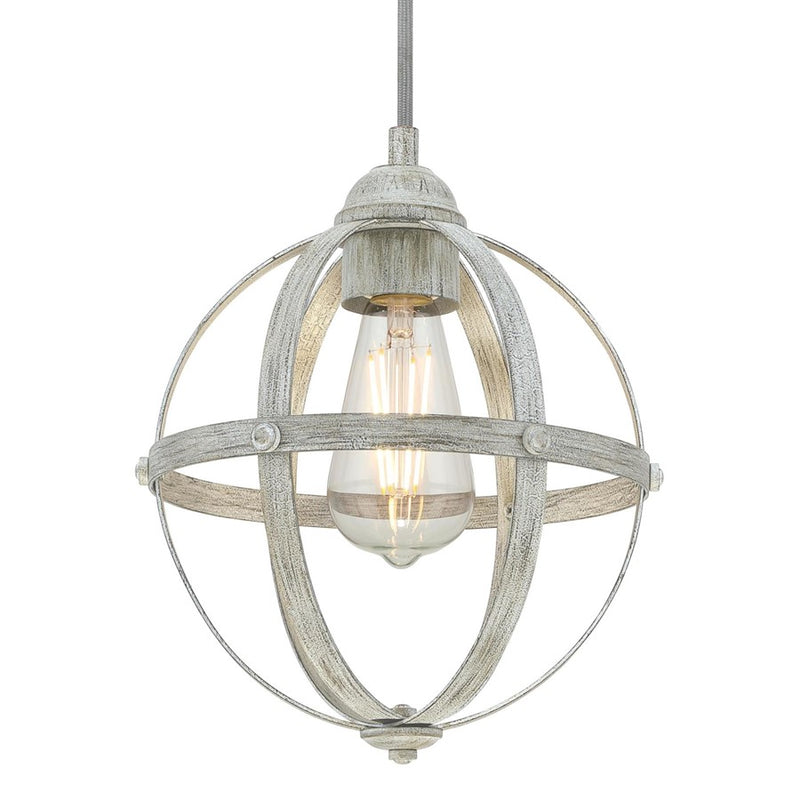 Westinghouse Stella Mira 9in 1-Light Pendant | Vintage Antique Ash Metal | Kitchen Island & Dining Room | 9 x 9 x 10 in | Model 6110700