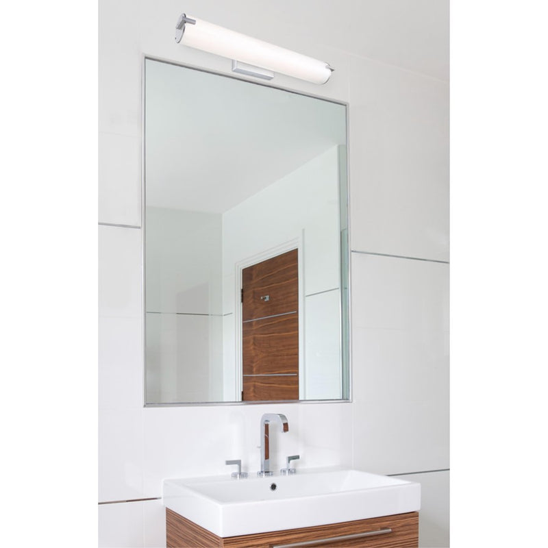 Westinghouse Ashwin 25in 1-Light LED Wall Sconce | Transitional Brushed Nickel Frosted Acrylic | Bathroom Vanity & Hallway | Model 6112100