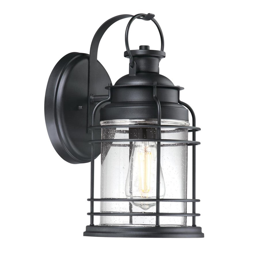 Westinghouse Kellen 1 Light Wall Light, Textured Black/Clear Seeded - 6112500