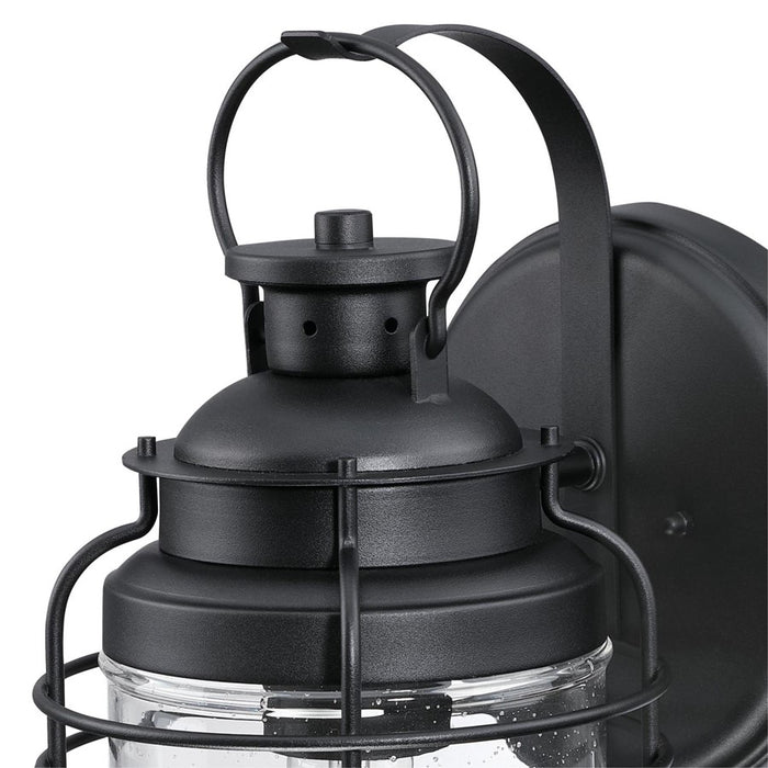 Westinghouse Kellen 1 Light Wall Light, Textured Black/Clear Seeded