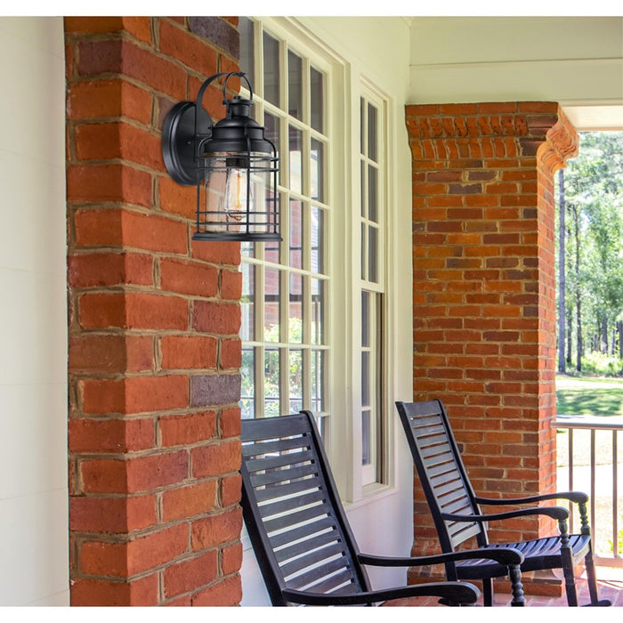 Westinghouse Kellen 1 Light Wall Light, Textured Black/Clear Seeded