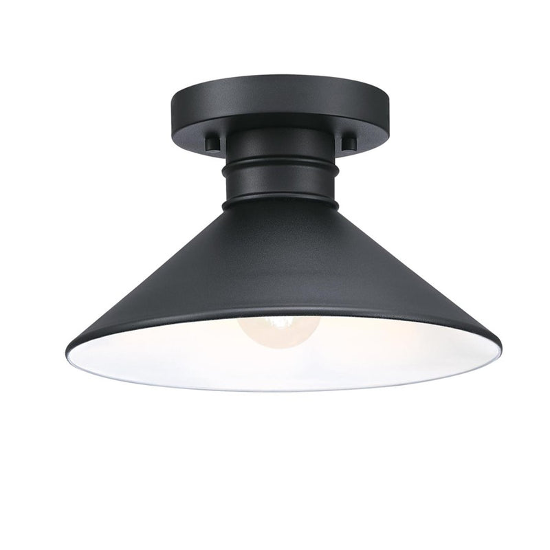 Westinghouse Watts Creek 11in 1-Light Semi-Flush Mount | Textured Black Metal Shade | Covered Porch & Entryway | 11 x 11 x 6 in | Model 6112900