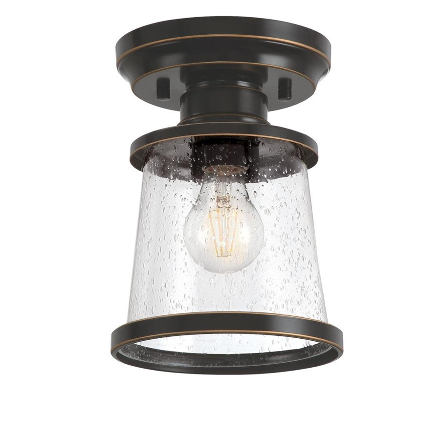 Westinghouse Emma Jane 1Lt SemiFlush, Amber Bronze/Clear Seeded Glass - 6113000