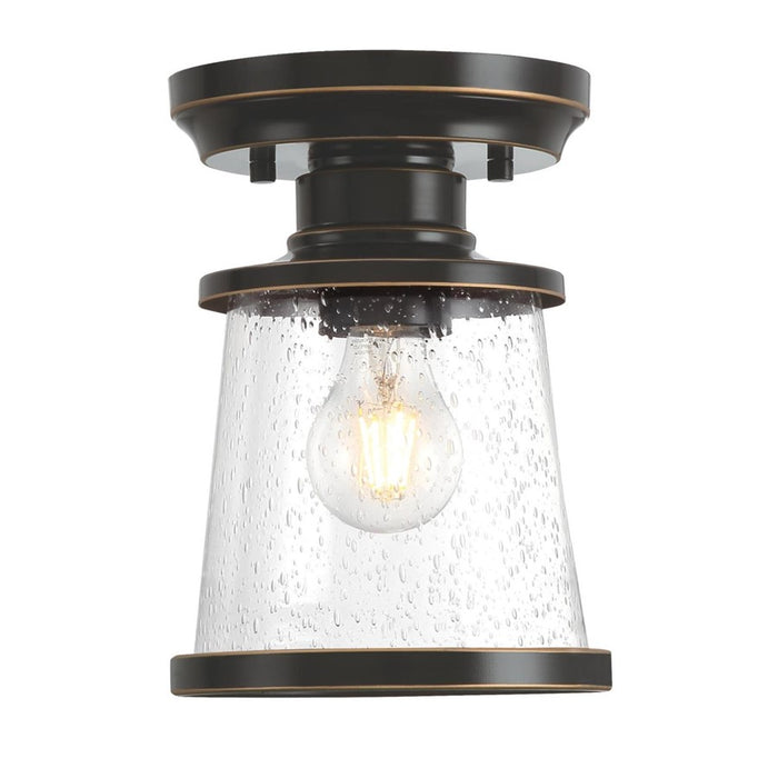 Westinghouse Emma Jane 1Lt SemiFlush, Amber Bronze/Clear Seeded Glass
