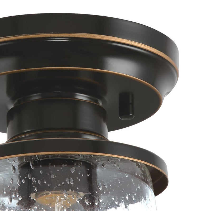 Westinghouse Emma Jane 9in 1-Light Semi-Flush Mount | Amber Bronze and Clear Seeded Glass | Covered Porch & Entryway | 9 x 9 x 6 in | Model 6113000