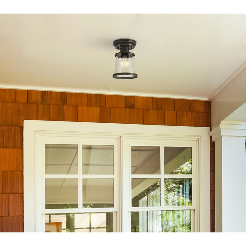 Westinghouse Emma Jane 9in 1-Light Semi-Flush Mount | Amber Bronze and Clear Seeded Glass | Covered Porch & Entryway | 9 x 9 x 6 in | Model 6113000
