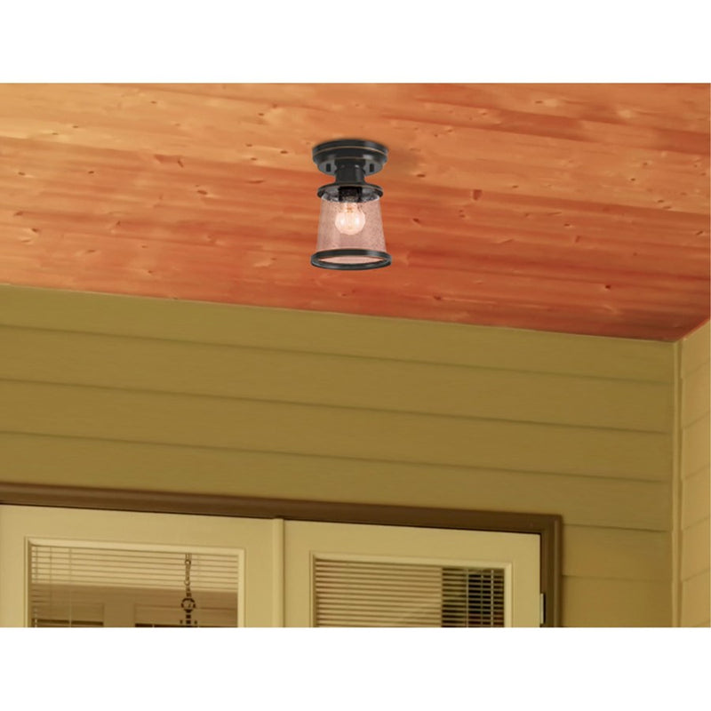 Westinghouse Emma Jane 9in 1-Light Semi-Flush Mount | Amber Bronze and Clear Seeded Glass | Covered Porch & Entryway | 9 x 9 x 6 in | Model 6113000