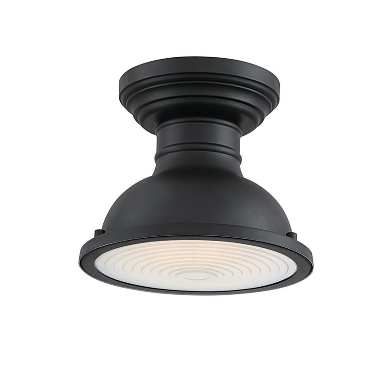 Westinghouse Orson 9in 1-Light Semi-Flush Mount | Textured Black and Frosted Prismatic Lens | Covered Porch & Entryway | 9 x 9 x 8 in | Model 6113200