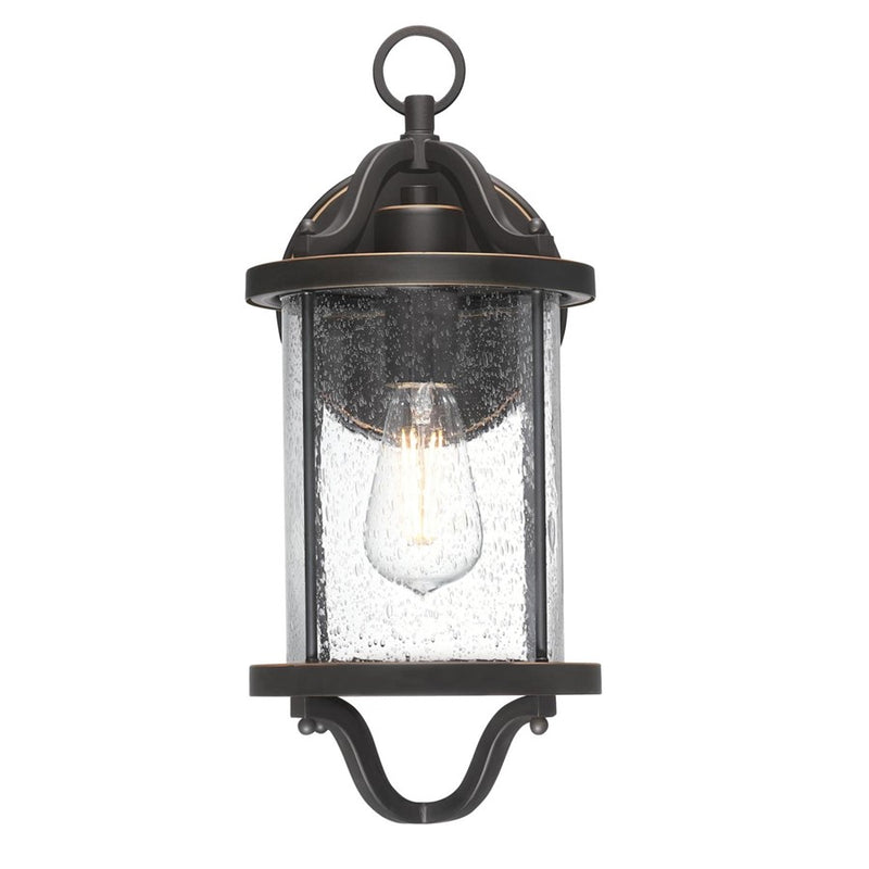 Westinghouse Isabelle 17in 1-Light Outdoor Wall Sconce | Oil Rubbed Bronze and Clear Seeded Glass | Entryway & Porch | 7 x 8 x 17 in | Model 6113500