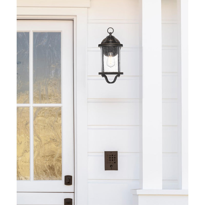 Westinghouse Isabelle 17in 1-Light Outdoor Wall Sconce | Oil Rubbed Bronze and Clear Seeded Glass | Entryway & Porch | 7 x 8 x 17 in | Model 6113500