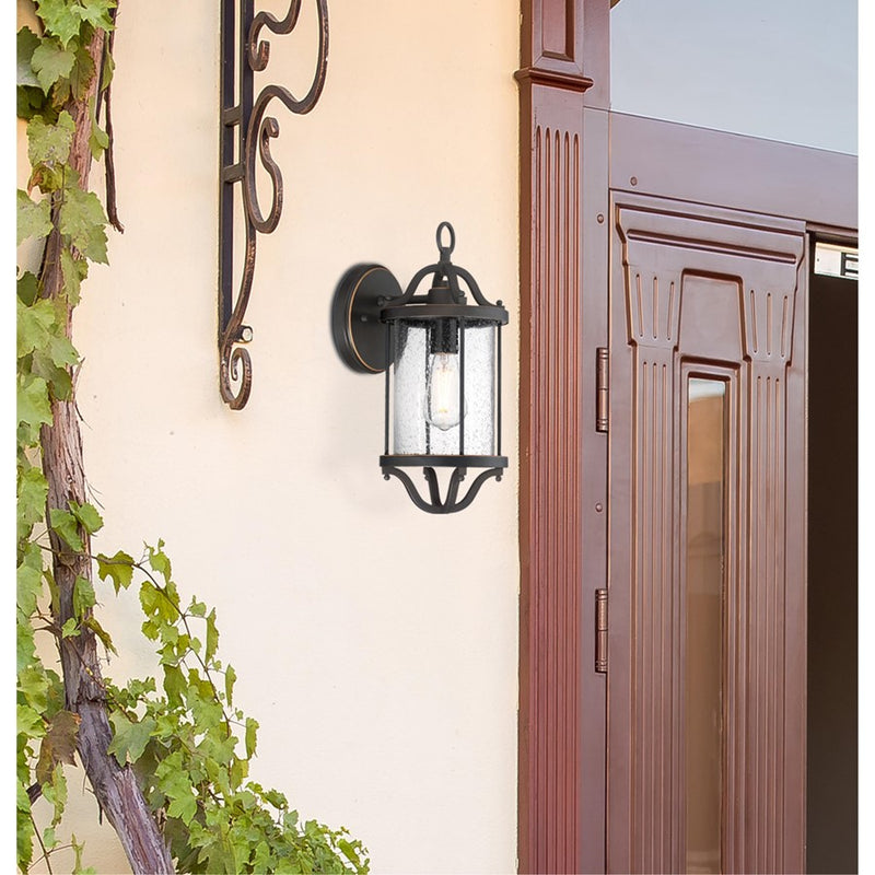 Westinghouse Isabelle 17in 1-Light Outdoor Wall Sconce | Oil Rubbed Bronze and Clear Seeded Glass | Entryway & Porch | 7 x 8 x 17 in | Model 6113500