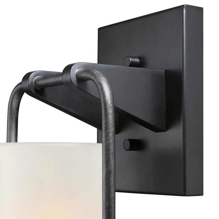 Westinghouse Galtero 1Lt Wall Light, Black/Dis Alum/White Frosted