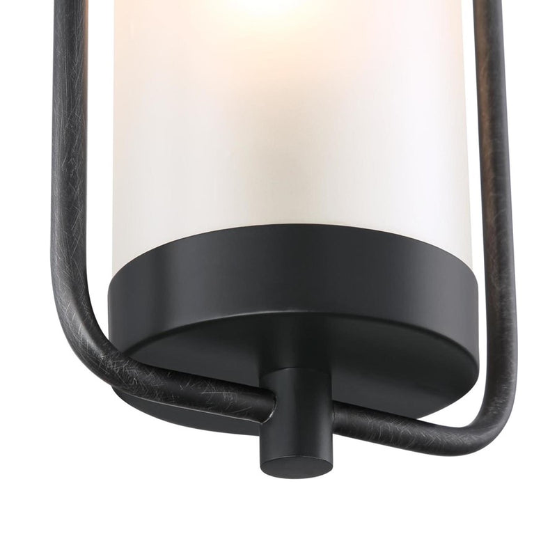 Westinghouse Galtero 15in 1-Light Outdoor Wall Sconce | Matte Black and Distressed Aluminum with White Frosted Glass | Entryway & | Model 6114400