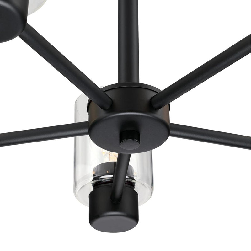 Westinghouse Sylvestre 5 Light Chandelier, Matte Black/Clear Glass