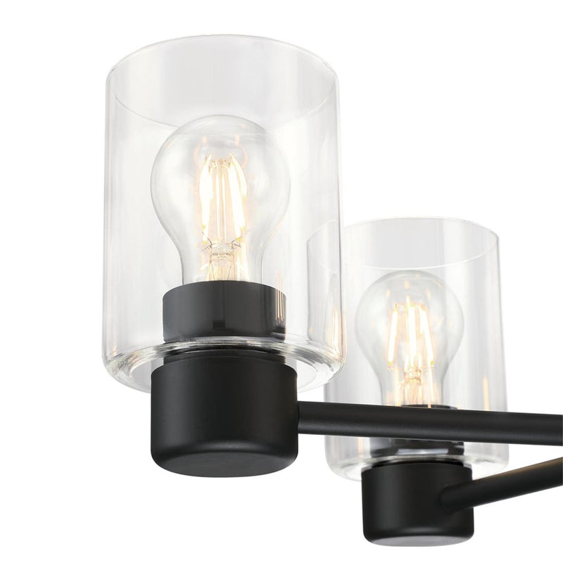 Westinghouse Sylvestre 5 Light Chandelier, Matte Black/Clear Glass