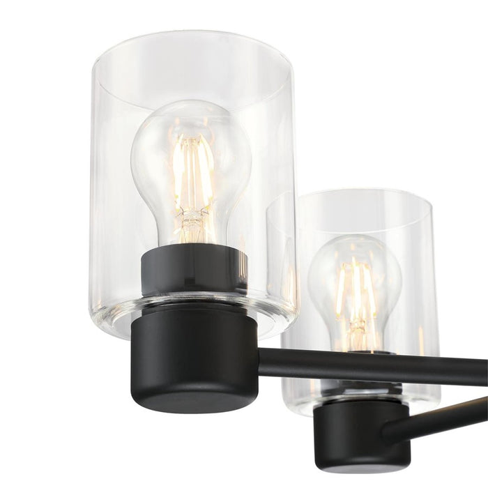 Westinghouse Sylvestre 5 Light Chandelier, Matte Black/Clear Glass