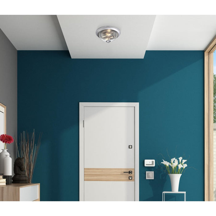 Westinghouse Basset 2 Light Flush, Brushed Nickel/Clear Seeded Glass