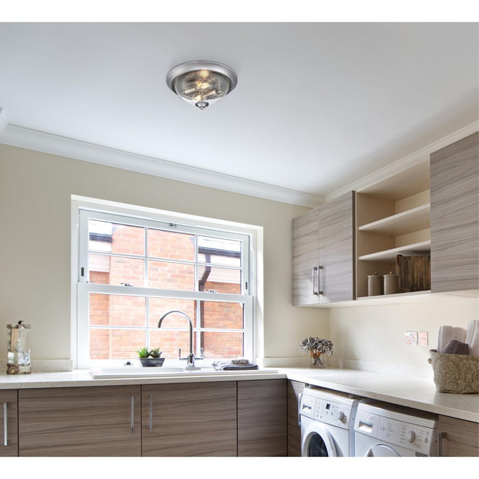 Westinghouse Basset 2 Light Flush, Brushed Nickel/Clear Seeded Glass