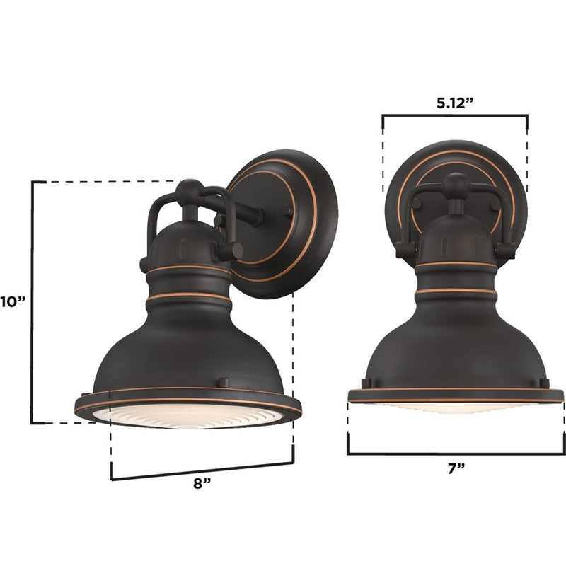 Westinghouse Boswell 1 Light Wall Light, Bronze/Frosted Prismatic Lens
