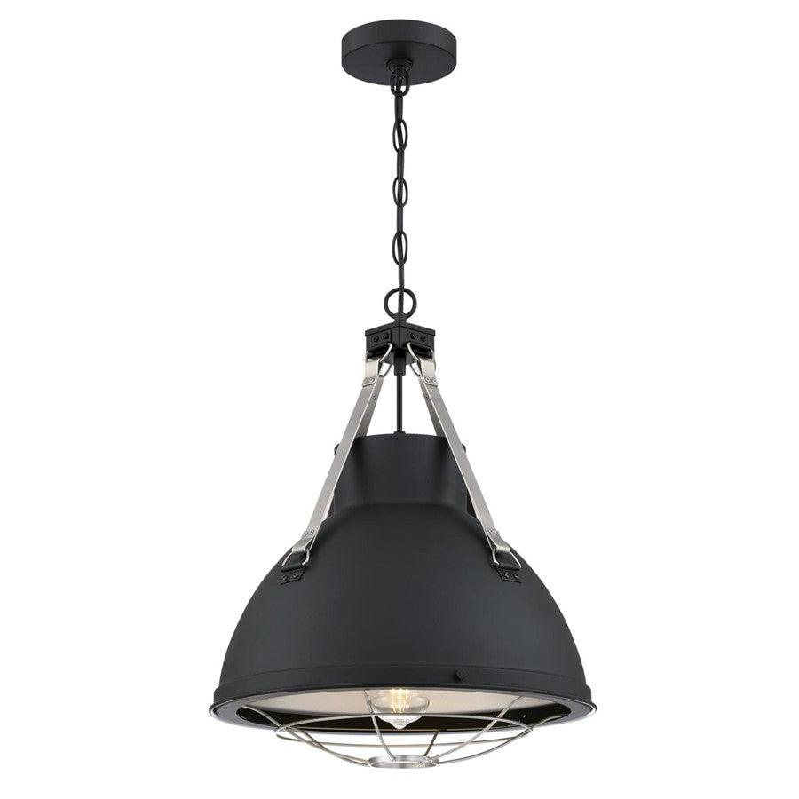 Westinghouse Bartley 1 Light Pendant, Matte Black/Pewter, Cage Shade - 6116300