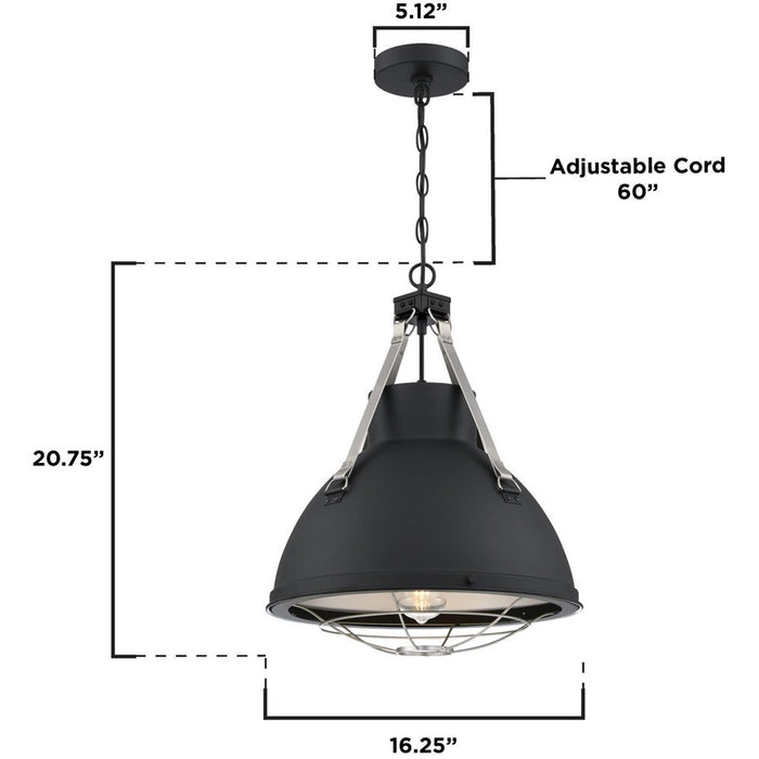 Westinghouse Bartley 1 Light Pendant, Matte Black/Pewter, Cage Shade