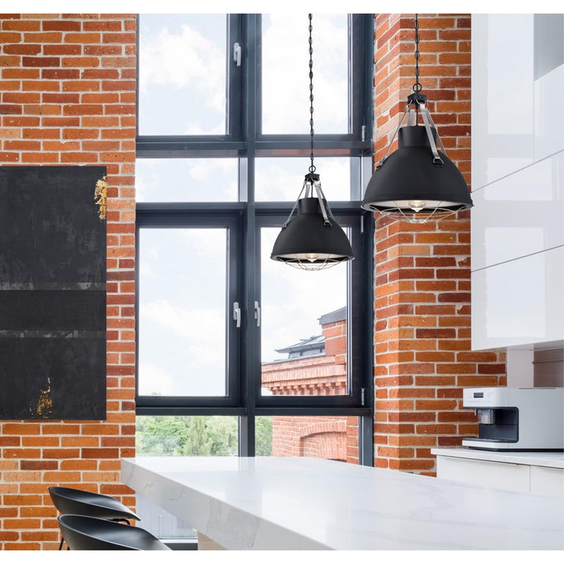 Westinghouse Bartley 1 Light Pendant, Matte Black/Pewter, Cage Shade