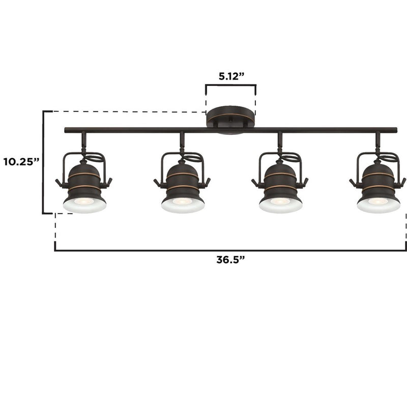 Westinghouse Boswell 4 Light Flush, Oil Rubbed Bronze/Metal Shades