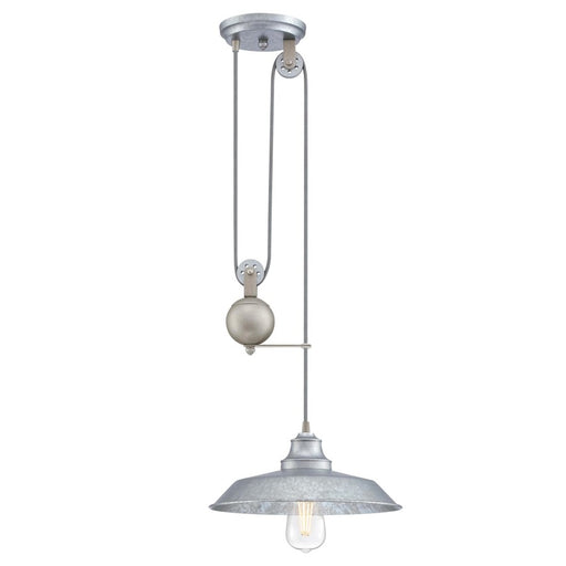 Westinghouse Iron Hill 1 Light Pendant, Galvanized Steel/Metal Shade - 6117000