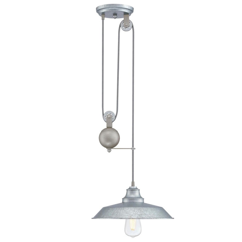 Westinghouse Iron Hill 12in 1-Light Pendant | Vintage Galvanized Steel and Metal Shade | Kitchen Island & Dining Room | Model 6117000