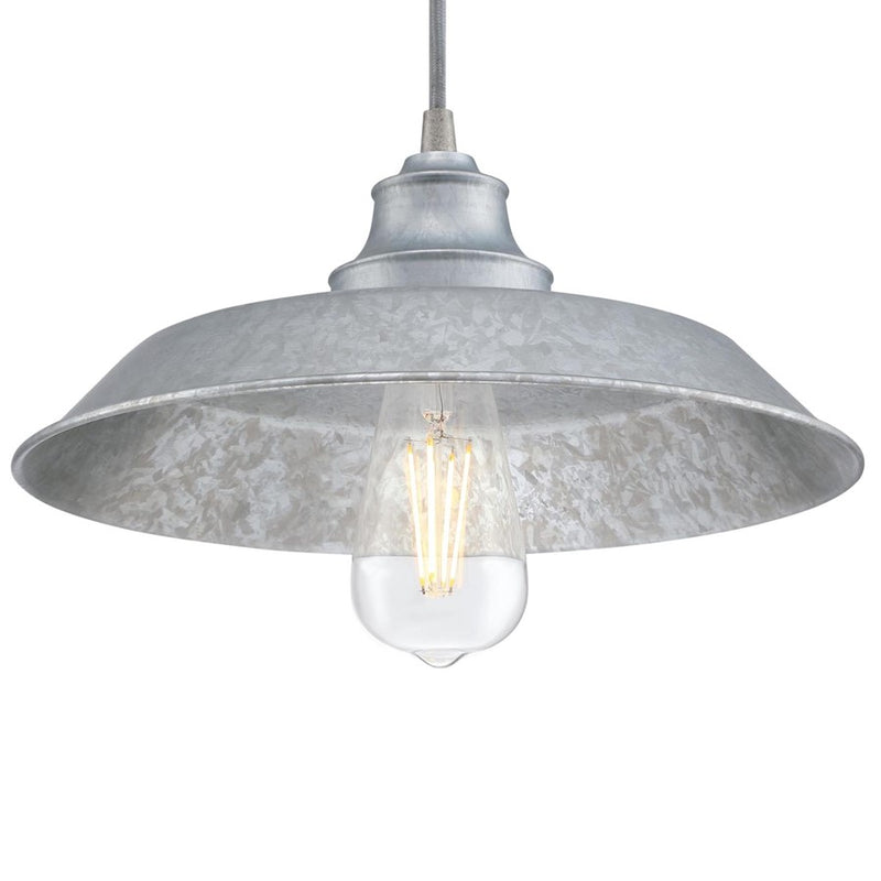 Westinghouse Iron Hill 12in 1-Light Pendant | Vintage Galvanized Steel and Metal Shade | Kitchen Island & Dining Room | Model 6117000