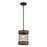 Westinghouse Langston 1 Light Pendant, Matte Black/Barnwood/Cage Shade - 6117900