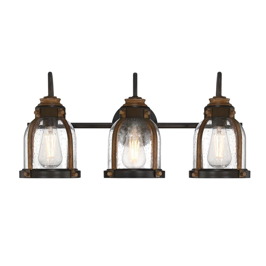 Westinghouse Cindy 3 Light Wall Light, Bronze/Barnwood/Clear Seeded - 6118200