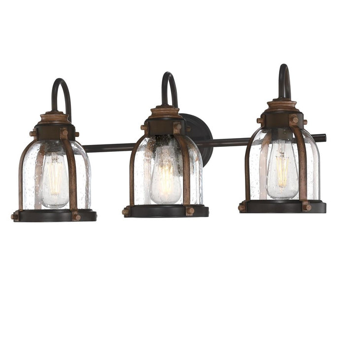 Westinghouse Cindy 3 Light Wall Light, Bronze/Barnwood/Clear Seeded