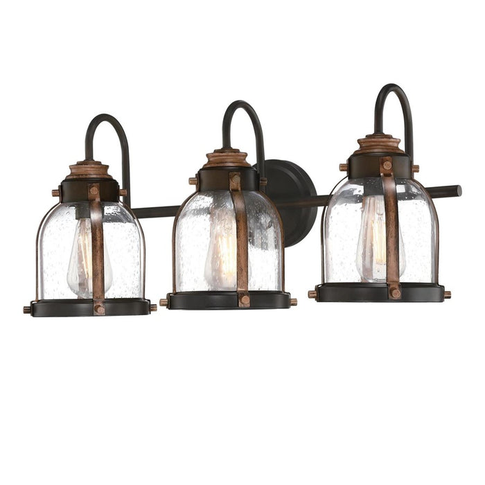 Westinghouse Cindy 3 Light Wall Light, Bronze/Barnwood/Clear Seeded