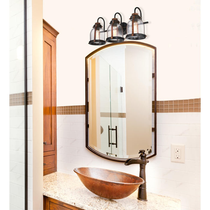 Westinghouse Cindy 3 Light Wall Light, Bronze/Barnwood/Clear Seeded