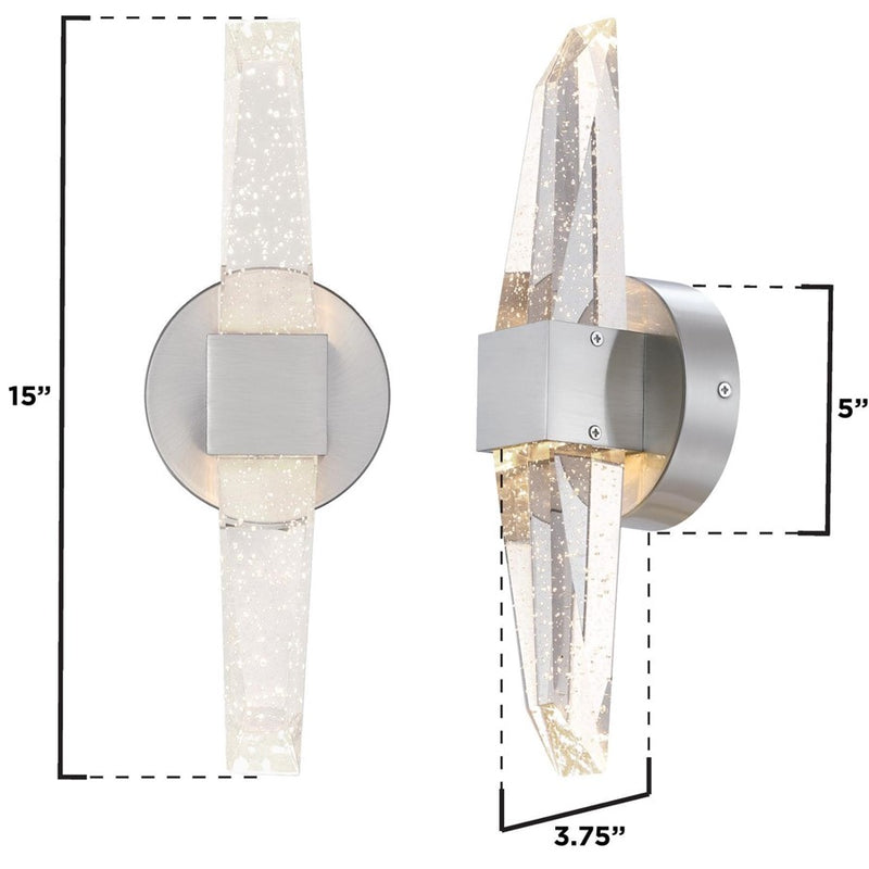 Westinghouse Cava 15in 1-Light Wall Sconce | Contemporary Brushed Nickel and Bubble Glass | Bathroom & Bedroom Accent | 1150 Lumens | Model 6118300