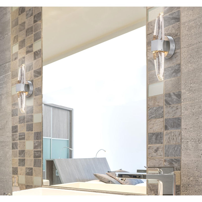 Westinghouse Cava 15in 1-Light Wall Sconce | Contemporary Brushed Nickel and Bubble Glass | Bathroom & Bedroom Accent | 1150 Lumens | Model 6118300