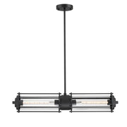 Westinghouse Marlowe 2 Light Pendant, Matte Black/Clear Ribbed Glass - 6118400