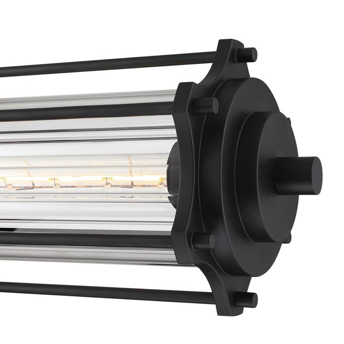 Westinghouse Marlowe 2 Light Pendant, Matte Black/Clear Ribbed Glass