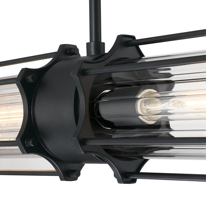 Westinghouse Marlowe 2 Light Pendant, Matte Black/Clear Ribbed Glass