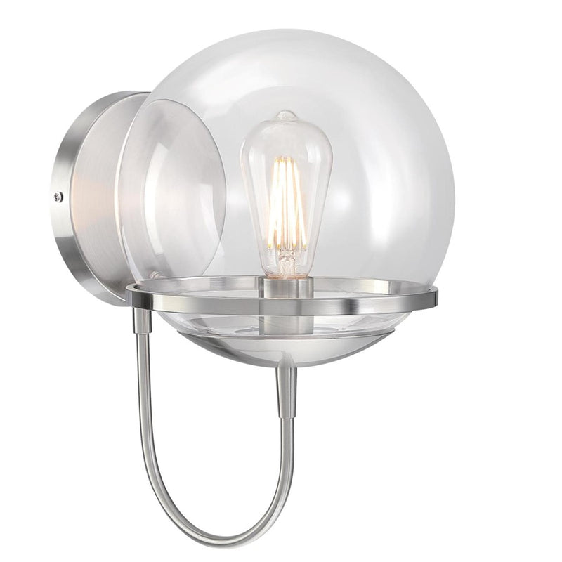 Westinghouse Marla 1 Light Wall Light, Brushed Nickel/Clear Glass - 6119200