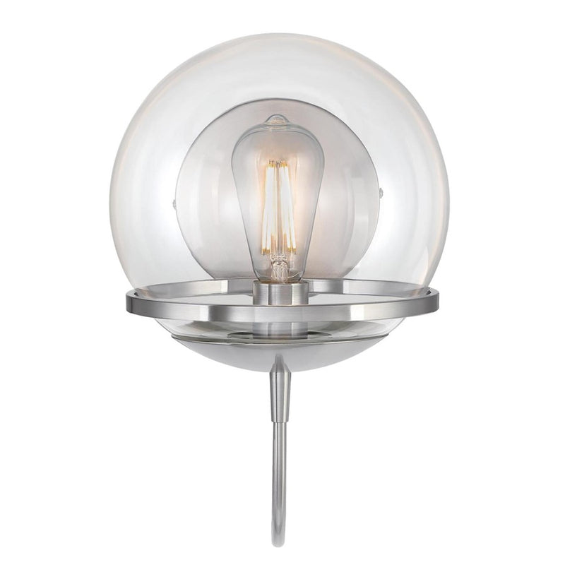 Westinghouse Marla 1 Light Wall Light, Brushed Nickel/Clear Glass