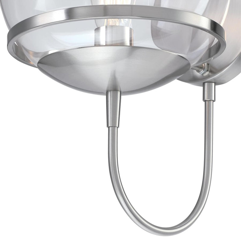 Westinghouse Marla 14in 1-Light Wall Sconce | Contemporary Brushed Nickel and Clear Glass | Bathroom & Bedroom Vanity | Model 6119200