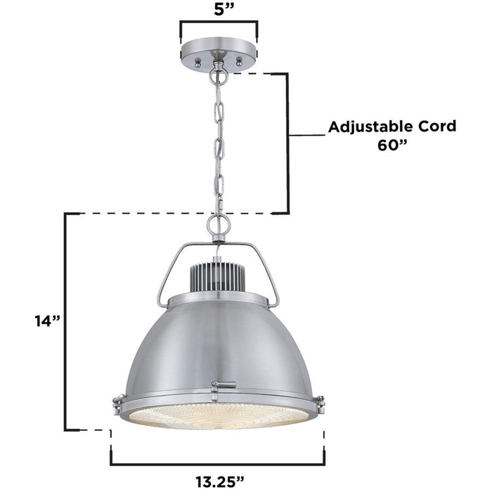 Westinghouse Danzig 1Lt Pendant, Brushed Nickel/Clear Prismatic Lens