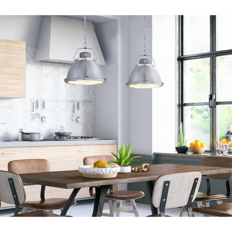 Westinghouse Danzig 1Lt Pendant, Brushed Nickel/Clear Prismatic Lens