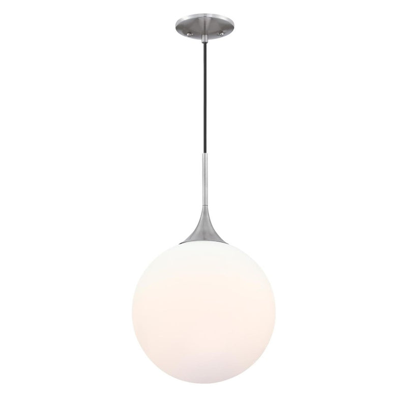 Westinghouse Moretti 1Lt Pendant, Brushed Nickel/Opal Frosted Glass - 6119500