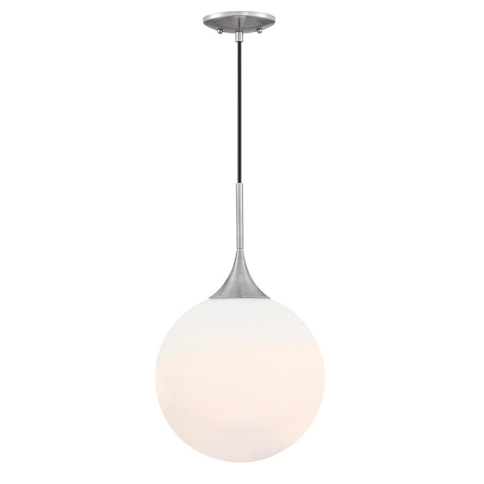 Westinghouse Moretti 1Lt Pendant, Brushed Nickel/Opal Frosted Glass