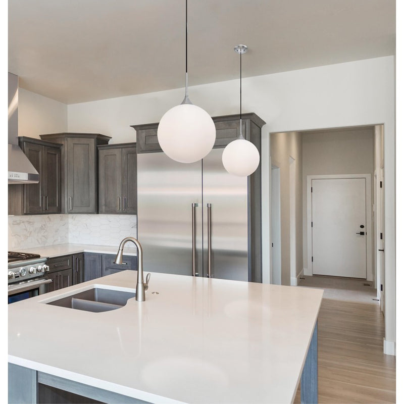 Westinghouse Moretti 1Lt Pendant, Brushed Nickel/Opal Frosted Glass