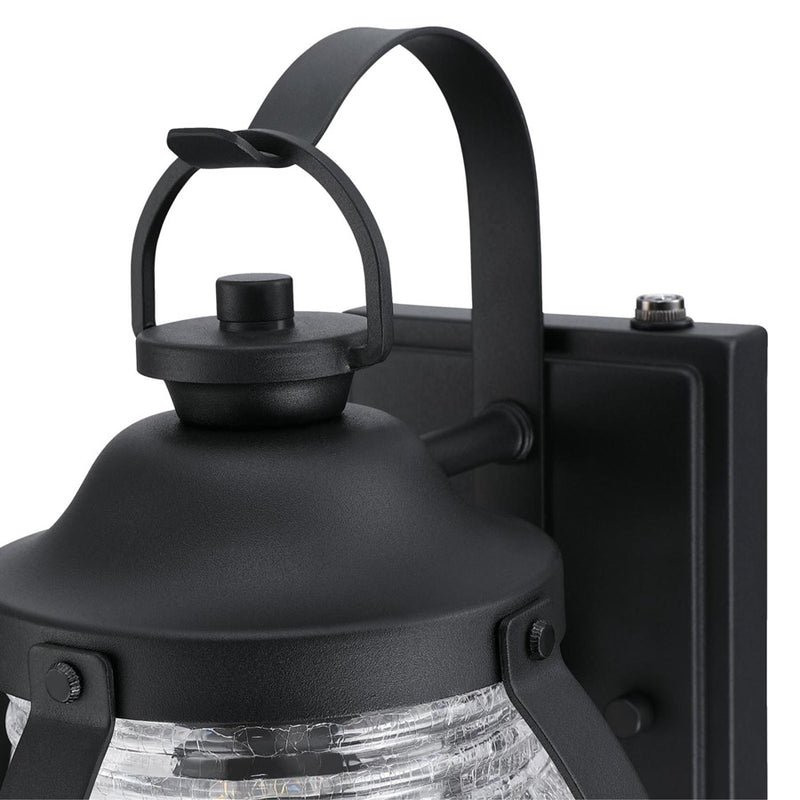 Westinghouse Canyon 12in 1-Light Outdoor Wall Sconce | Rustic Textured Black and Clear Crackle Glass | Porch & Patio Entryway | Model 6120400